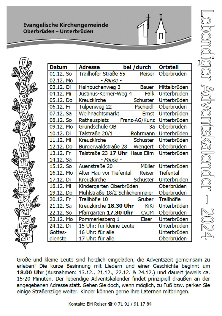 Lebendiger Adventskalender 2024